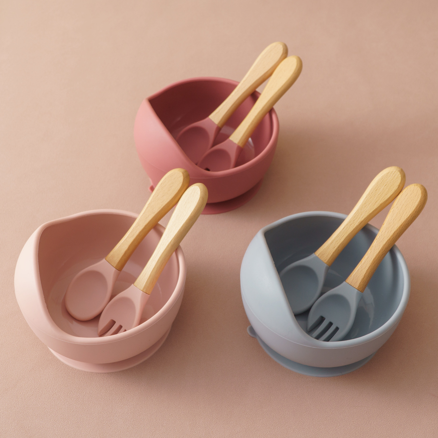 Baby Food Dispensing Spoon - 3Pcs 실리콘 아기 먹이 그릇 세트