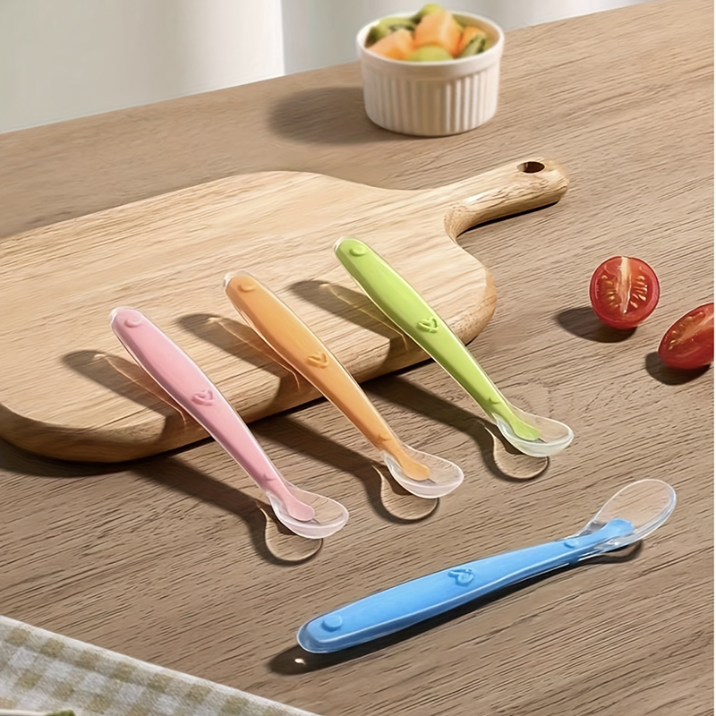 Baby Food Dispensing Spoon - 1/2pcs 소프트 팁 베이비 실리콘 스푼