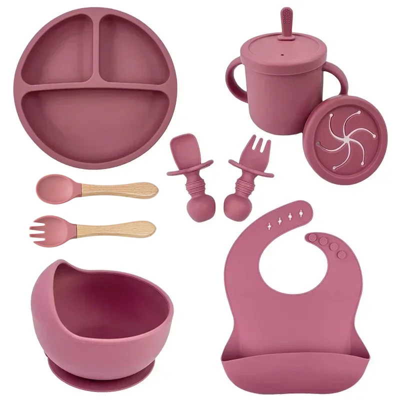 Baby Food Dispensing Spoon - 식품 학년 실리콘 어린이 접시 세트