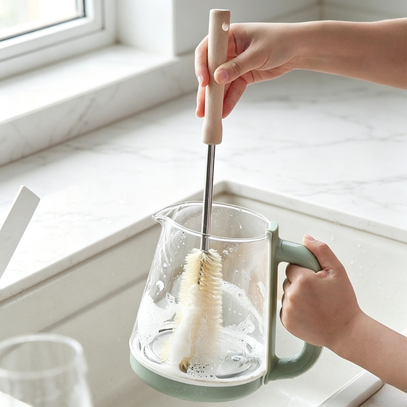 Baby Food Dispensing Spoon - 긴 나무 손잡이가 있는 병솔 아기