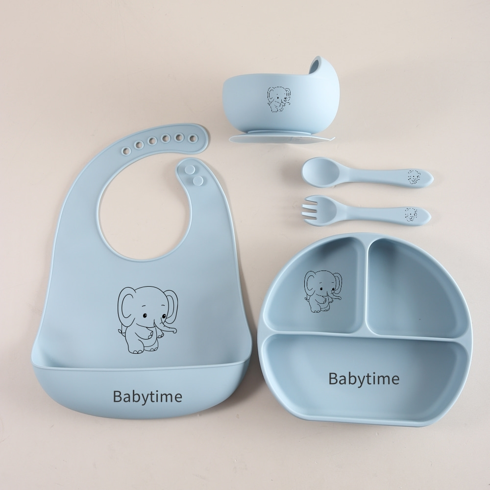 레이저 엘리펀트 아기 식기 세트, 5종 식품 등급 실리 - Baby Food Weaning 리뷰 및 가격