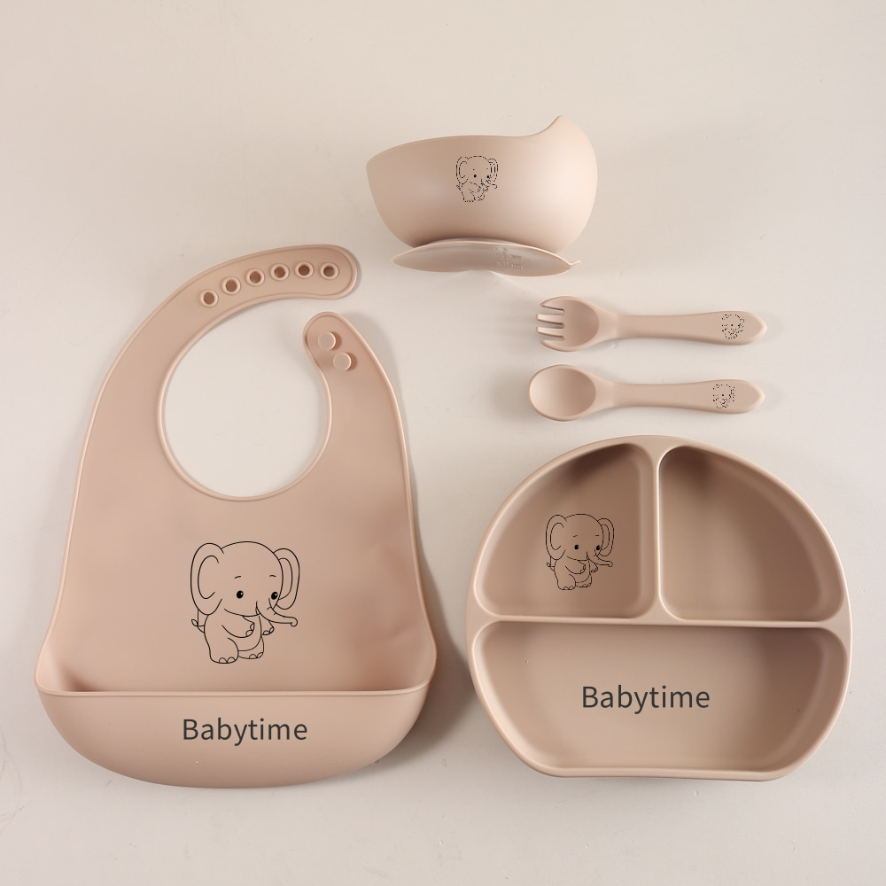 레이저 엘리펀트 아기 식기 세트, 5종 식품 등급 실리 - Baby Food Weaning 리뷰 및 가격