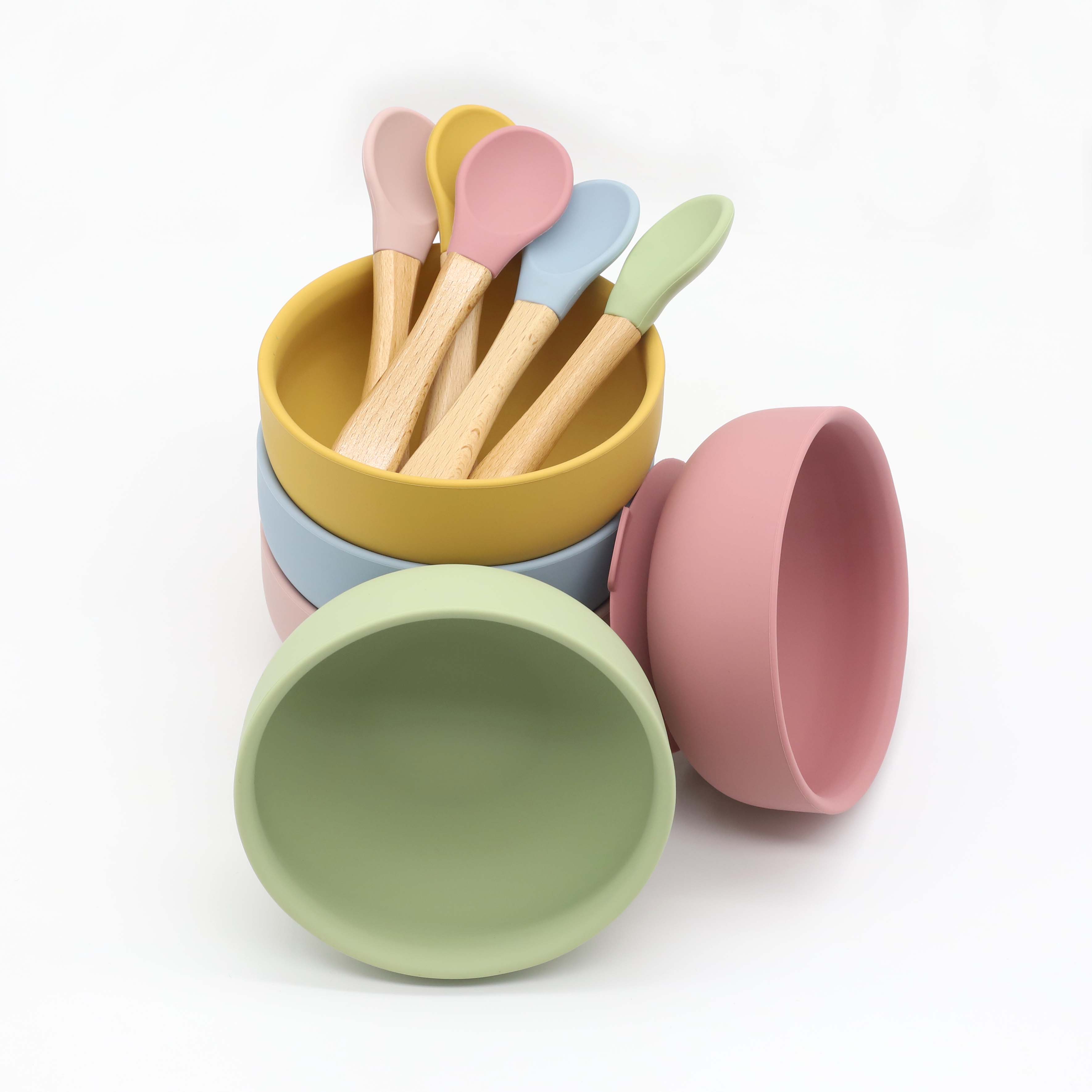 흡착컵이 있는 실리콘 그릇, 나무 손잡이 숟가락, 이유 - Baby Food Dispensing Spoon 리뷰 및 가격