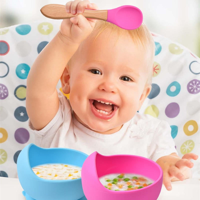 2 개/대 나무 손잡이와 아기 실리콘 숟가락 포크 아기 - Baby Food Dispensing Spoon 리뷰 및 가격