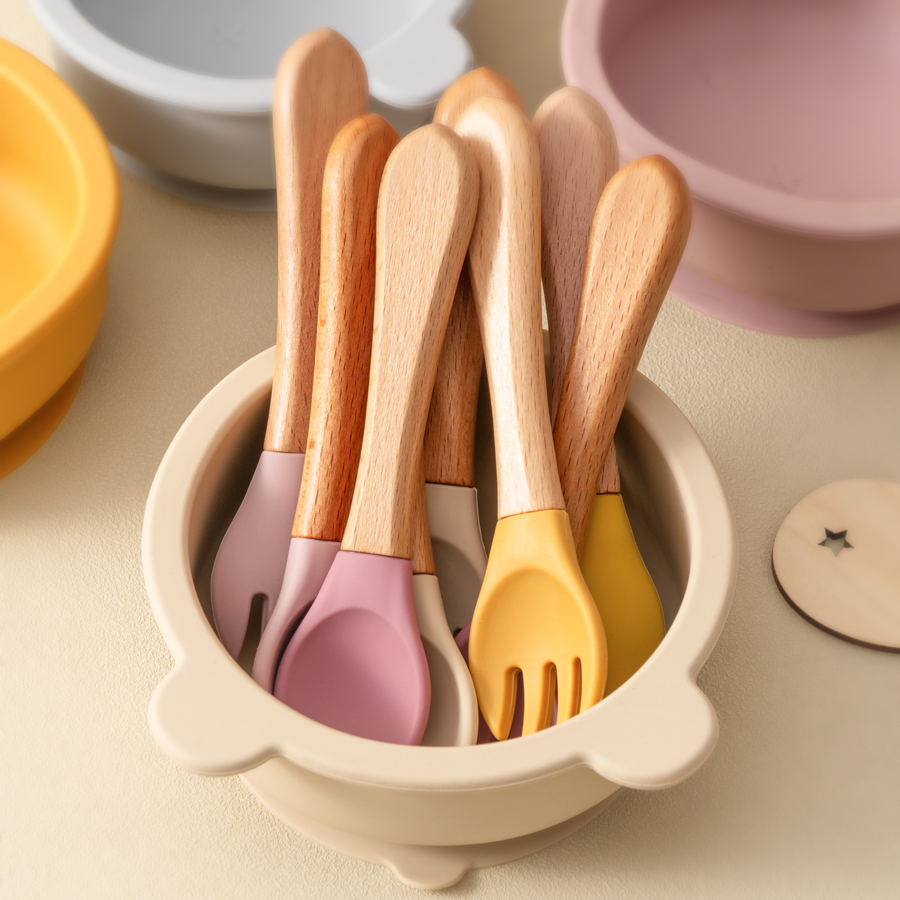 2PCS 아기 학습 숟가락 식기 세트 식품 학년 나무  - Baby Food Dispensing Spoon 리뷰 및 가격